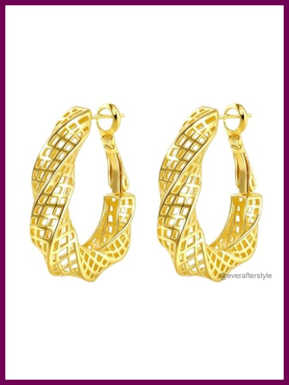 14K Gold Oval Hoop Earrings Chunky Textured Lever Back Women
